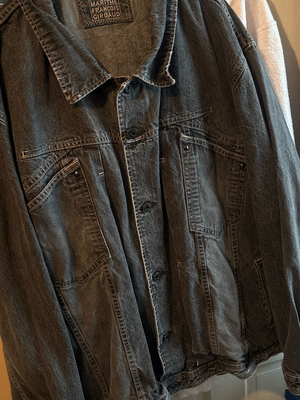 Marithe Francois Girbaud Washed Dark Gray Denim Jacket